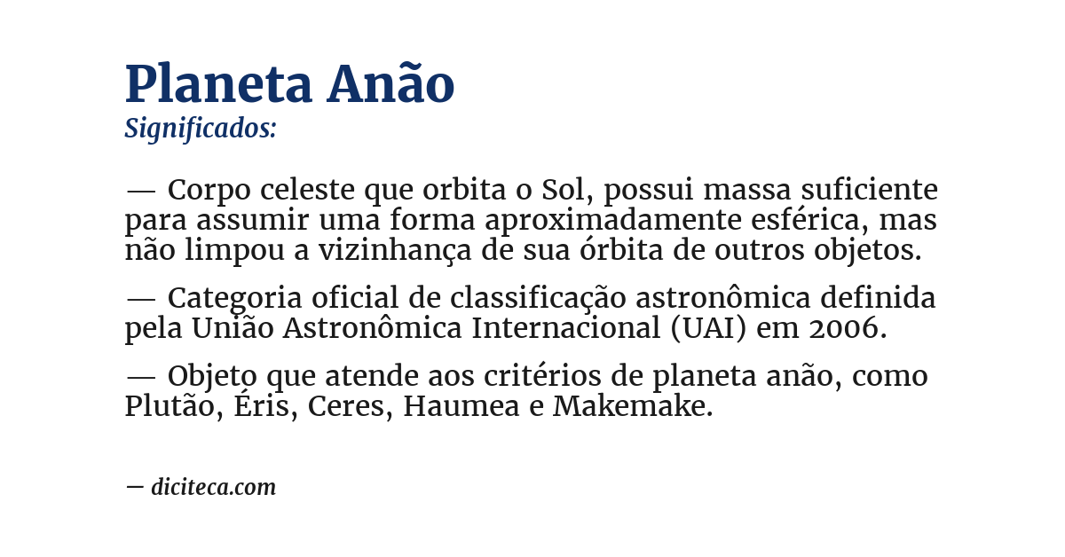 Significado de planeta anão