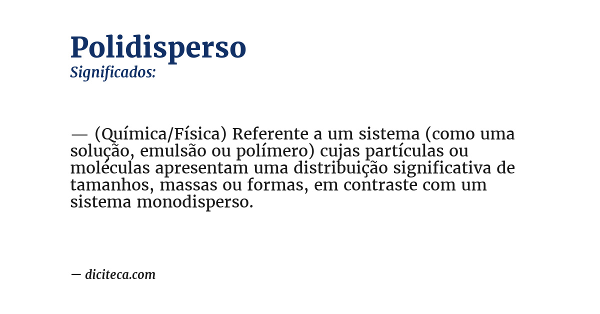 Significado de polidisperso