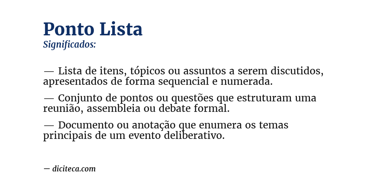 Significado de ponto lista