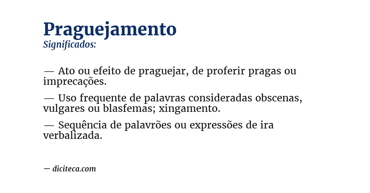 Significado de praguejamento