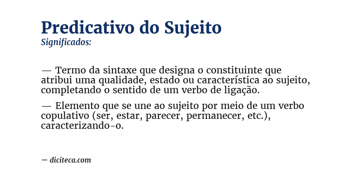 Significado de predicativo do sujeito
