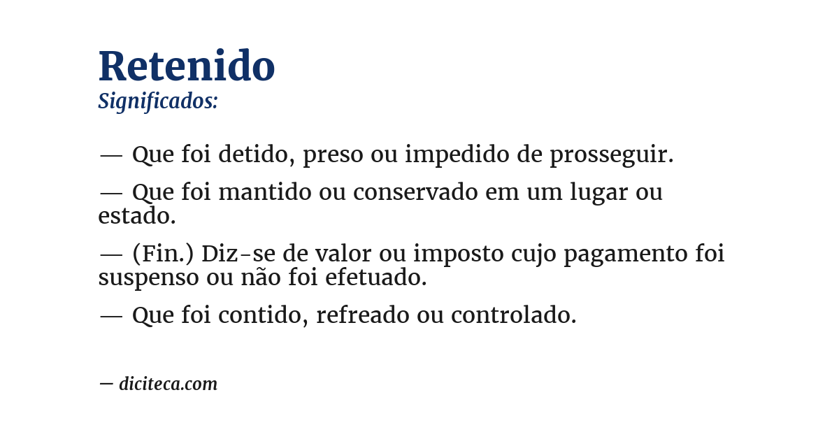 Significado de retenido