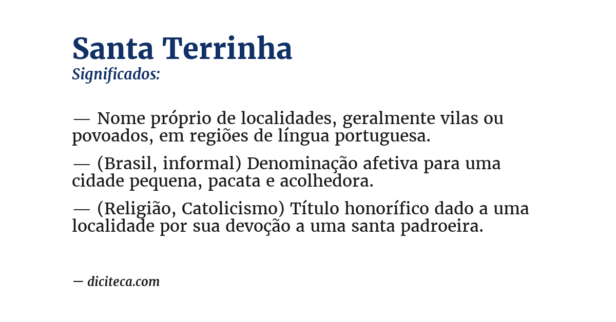 Significado de santa terrinha