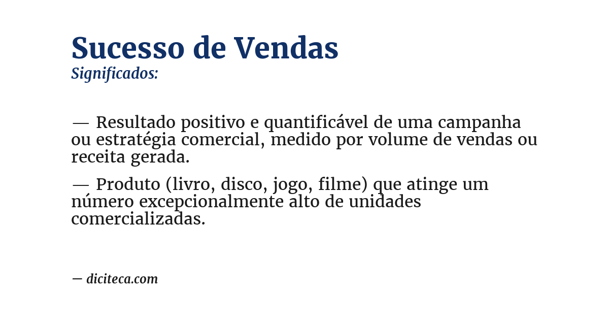 Significado de sucesso de vendas