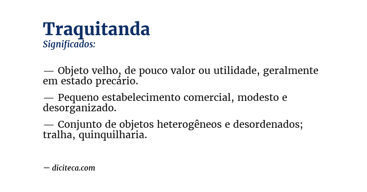 Significado de traquitanda