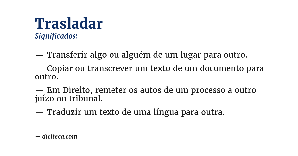 Significado de trasladar