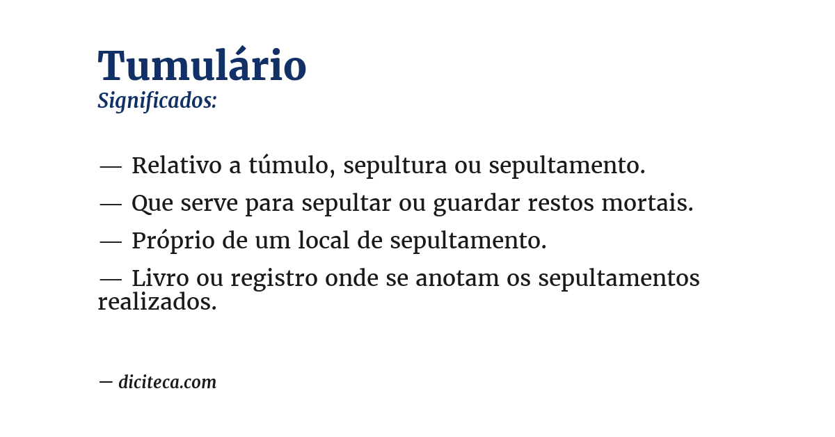 Significado de tumulário