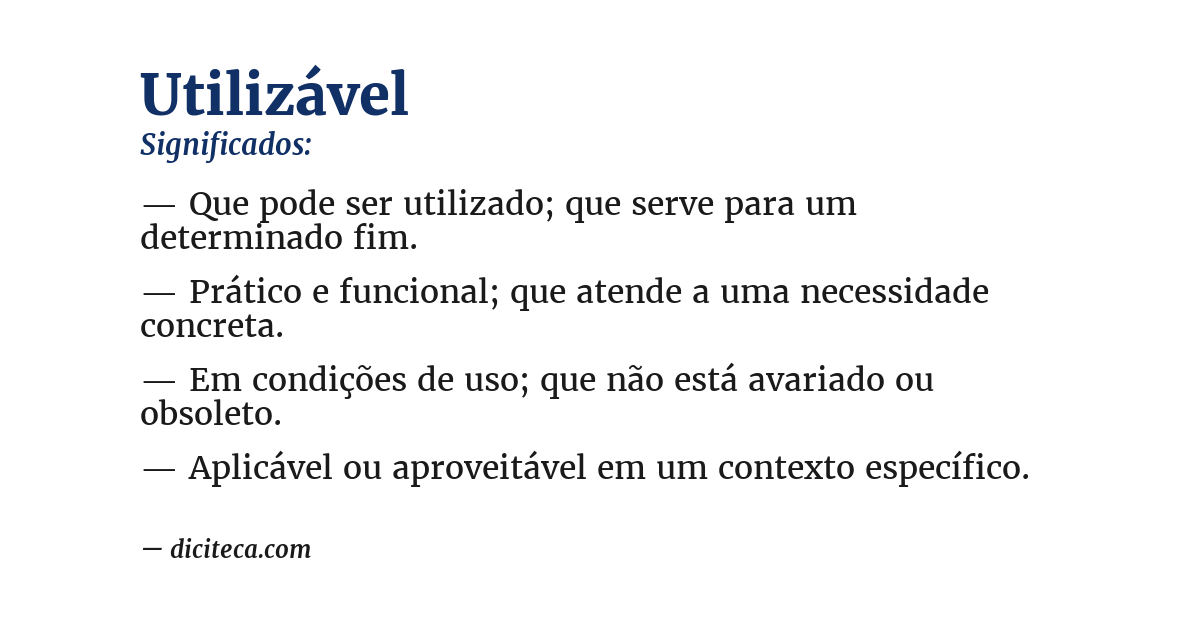 Significado de utilizável