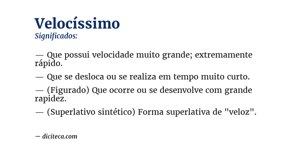 Significado de velocíssimo