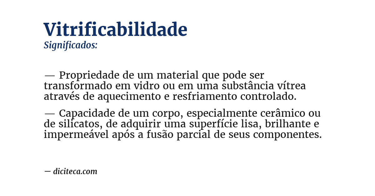 Significado de vitrificabilidade