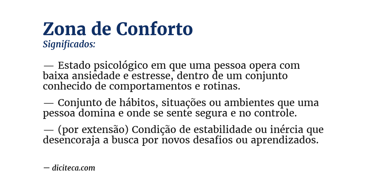 Significado de zona de conforto