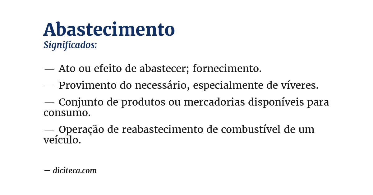 Significado de abastecimento