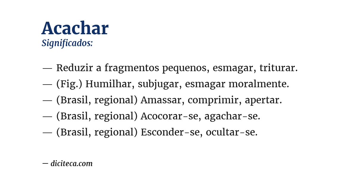 Significado de acachar