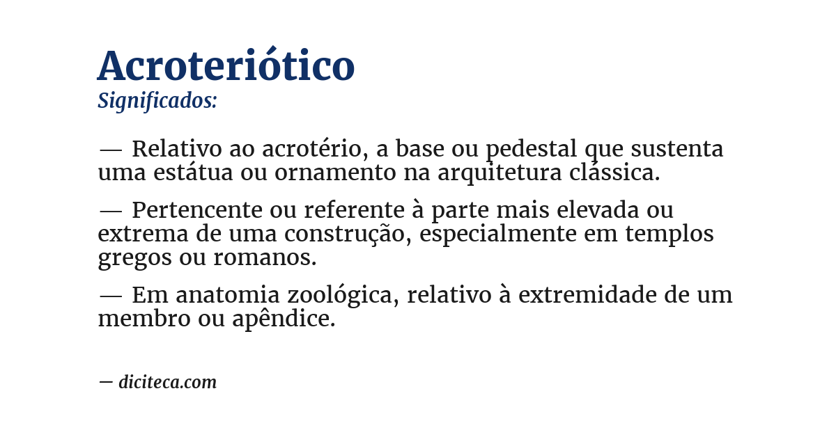 Significado de acroteriótico