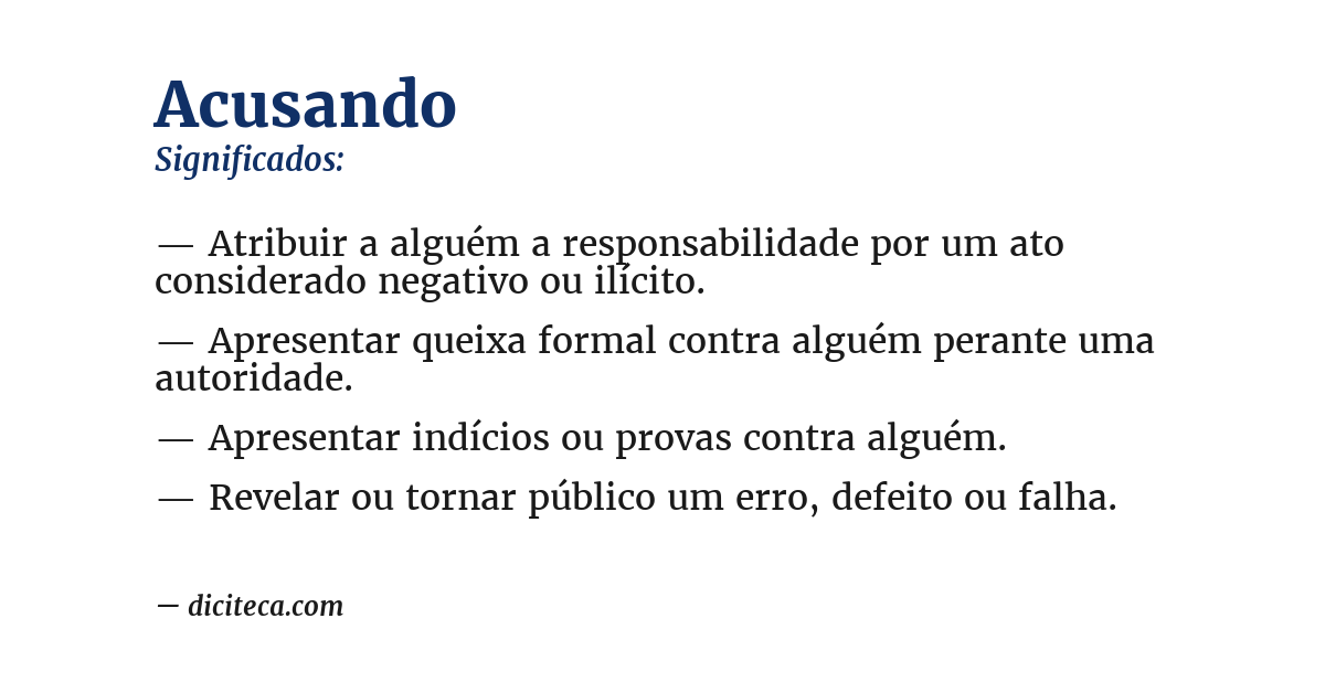 Significado de acusando