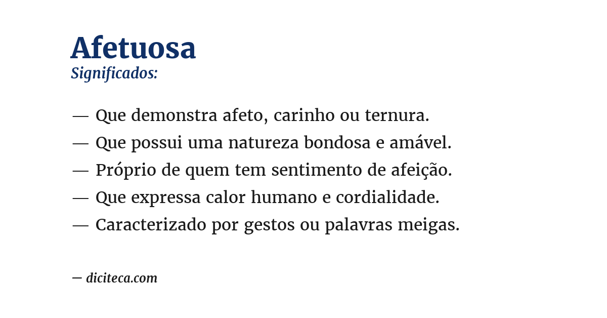 Significado de afetuosa