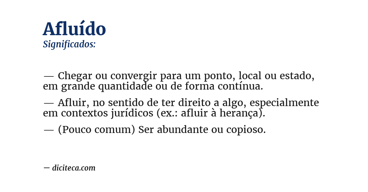 Significado de afluído