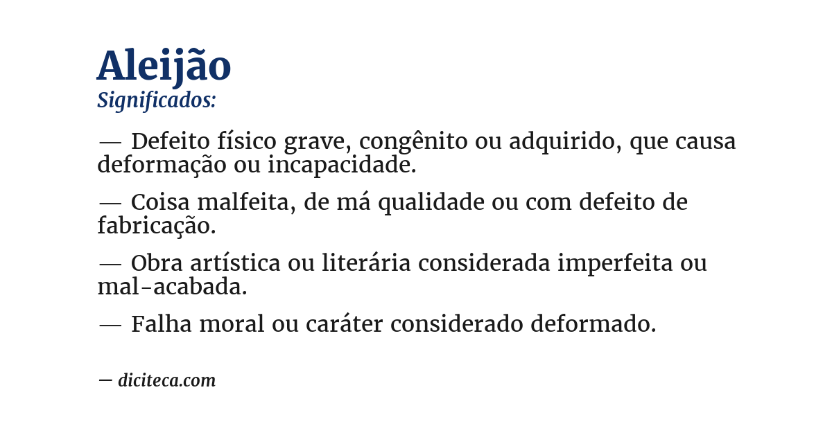 Significado de aleijão