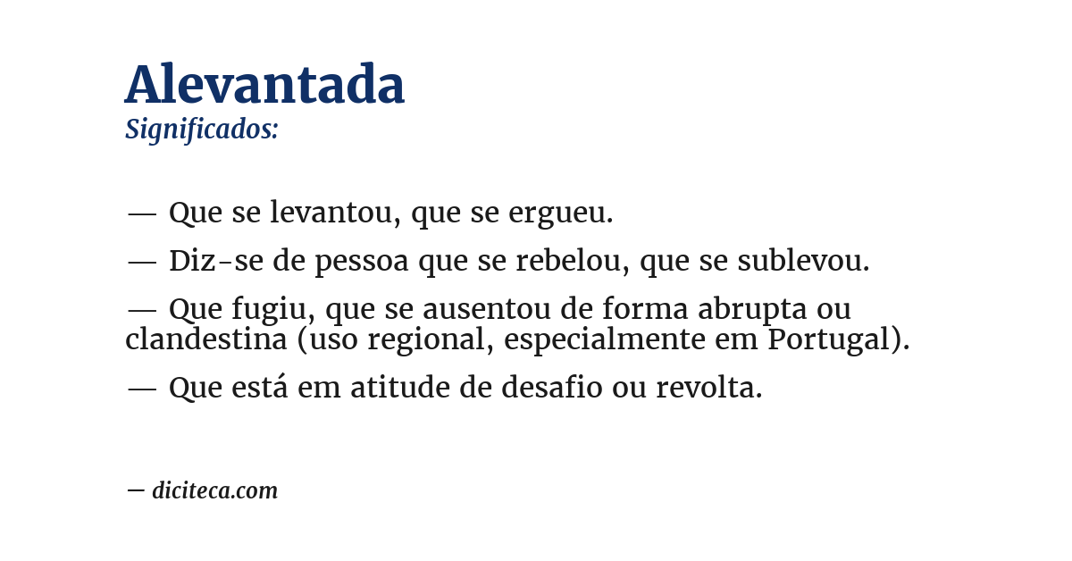 Significado de alevantada