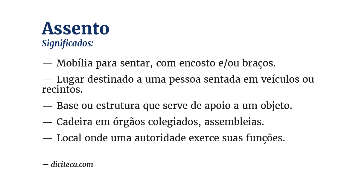 Significado de assento