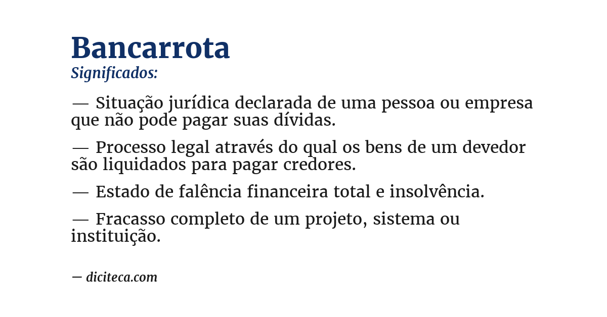 Significado de bancarrota