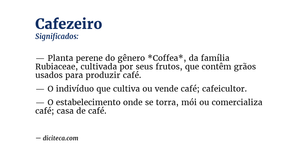 Significado de cafezeiro