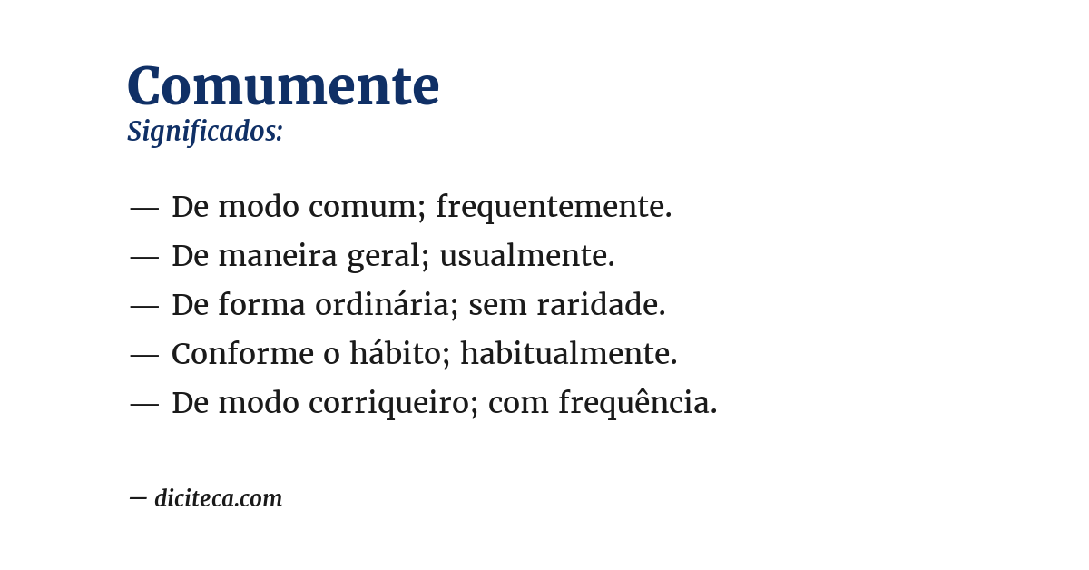 Significado de comumente