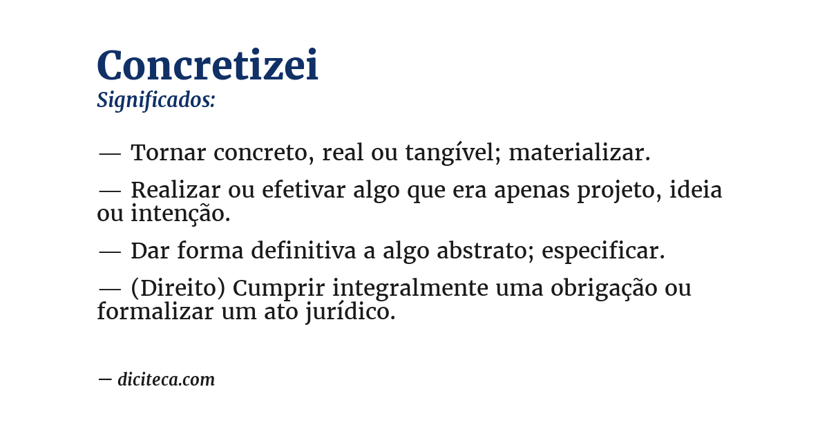 Significado de concretizei