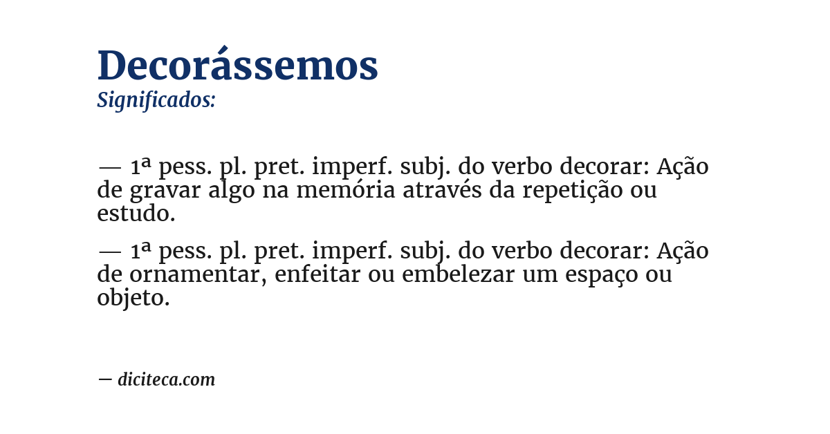 Significado de decorássemos