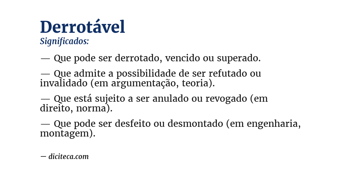 Significado de derrotável