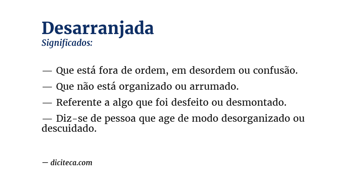 Significado de desarranjada