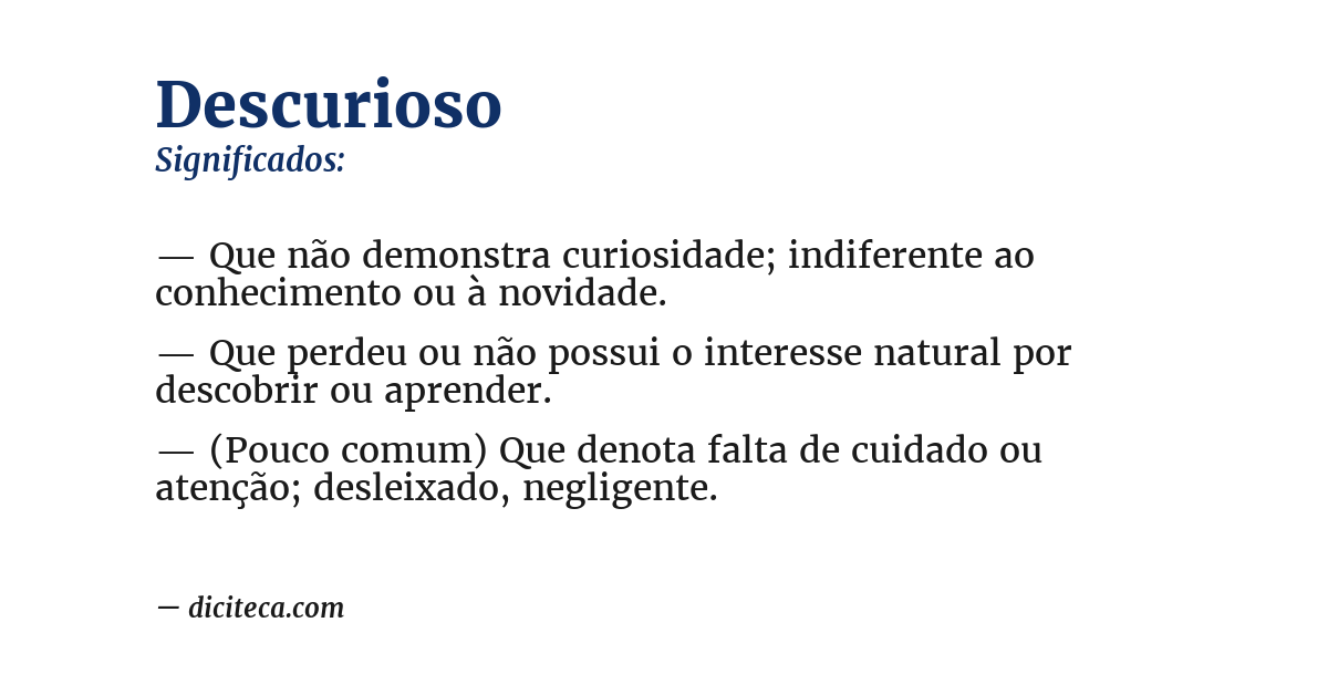 Significado de descurioso