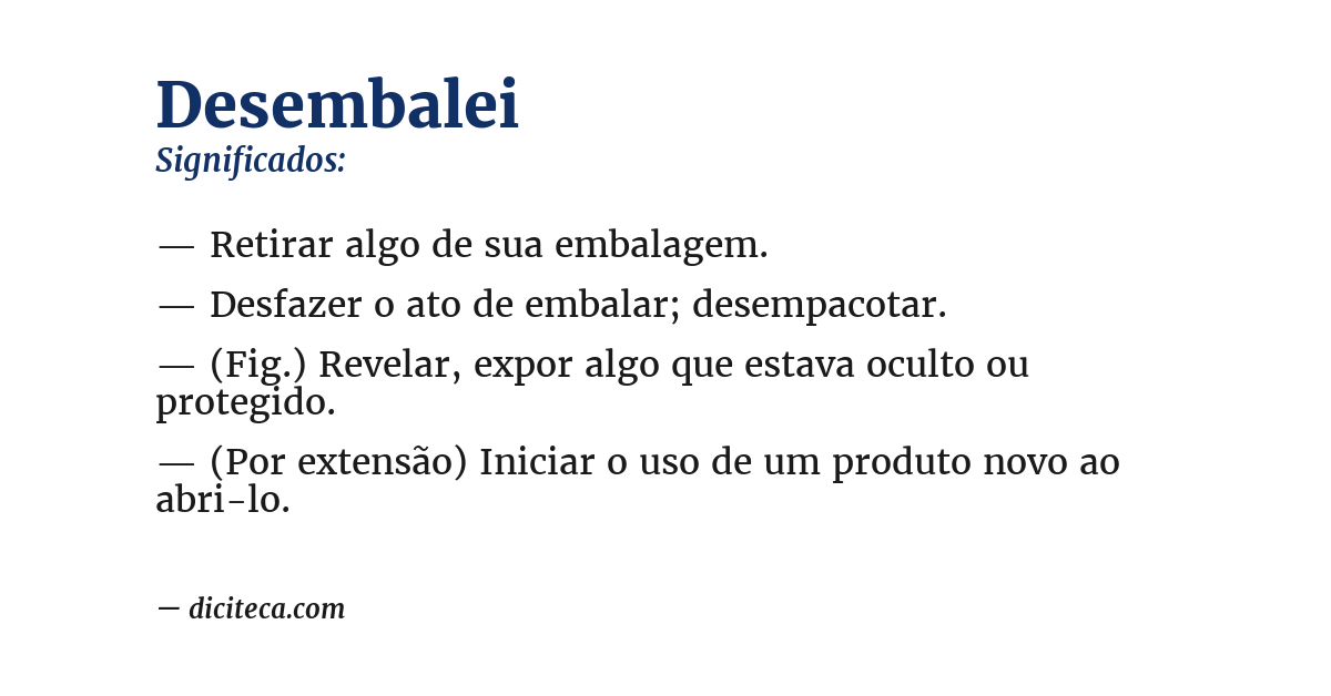 Significado de desembalei