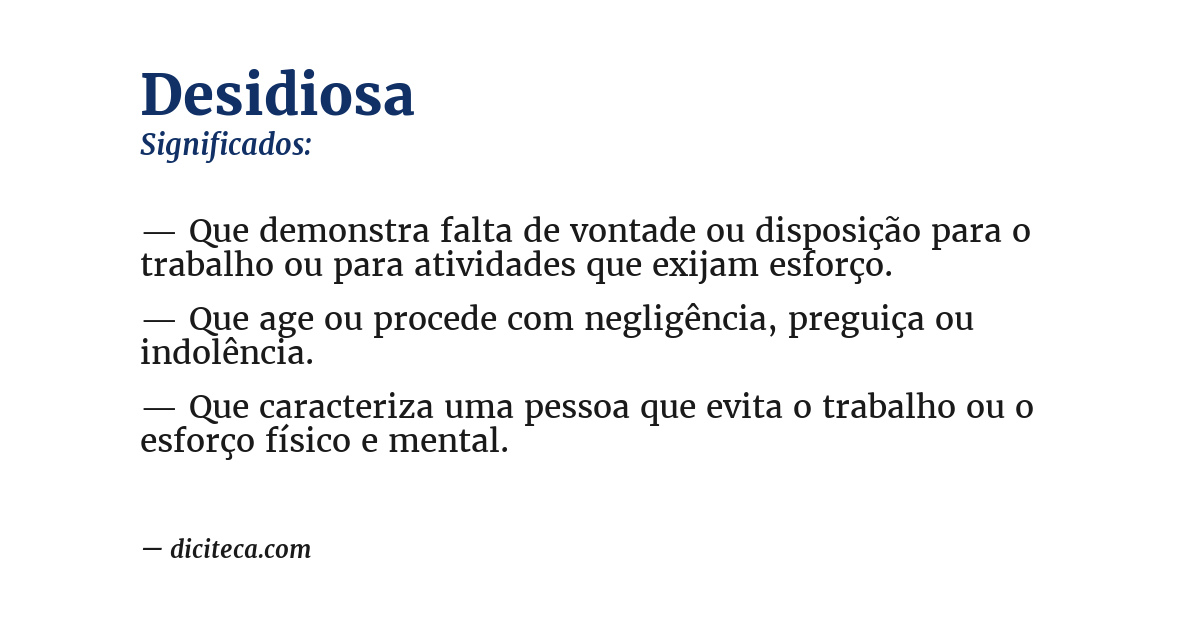 Significado de desidiosa
