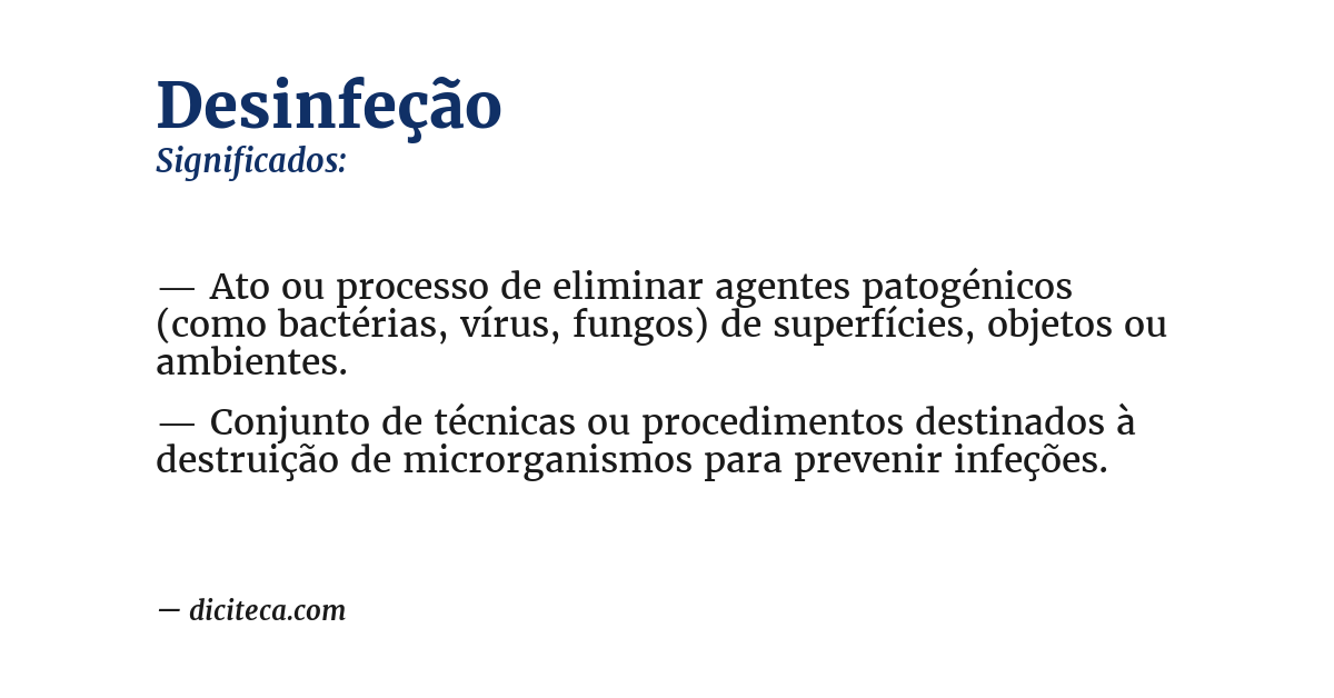 Significado de desinfeção