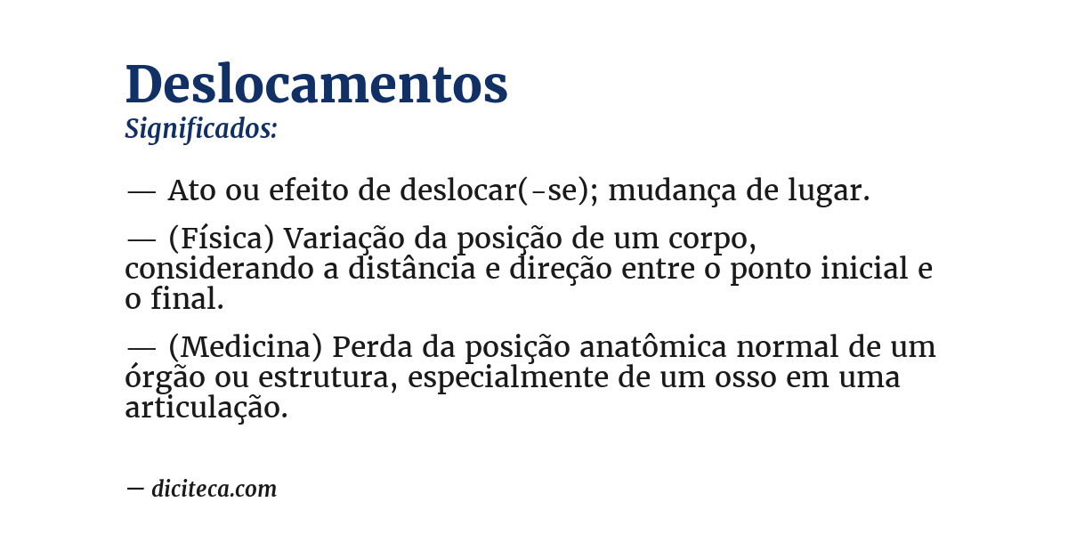 Significado de deslocamentos