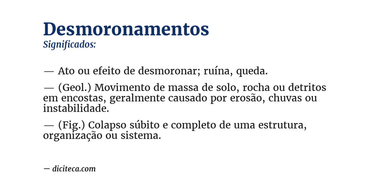 Significado de desmoronamentos