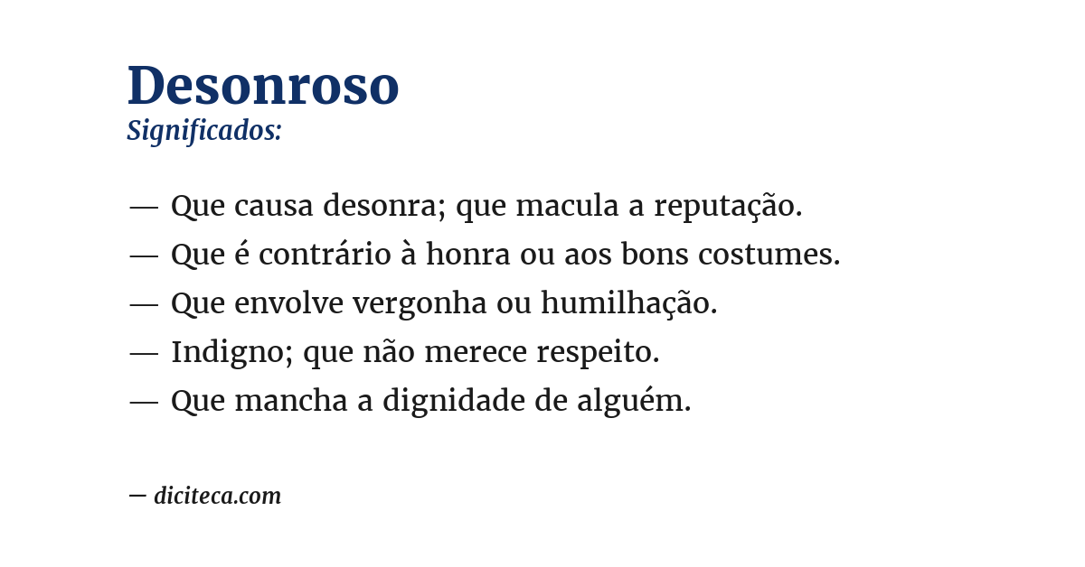 Significado de desonroso