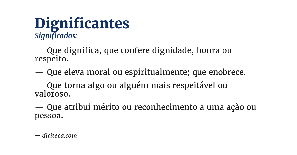 Significado de dignificantes