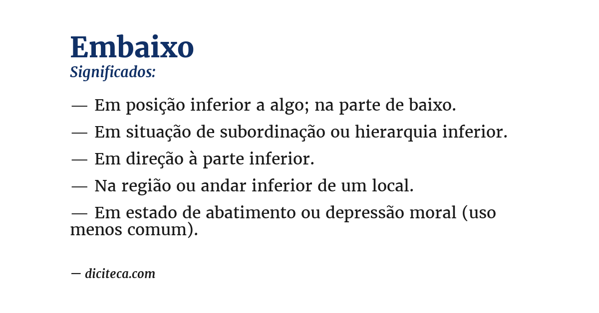 Significado de embaixo