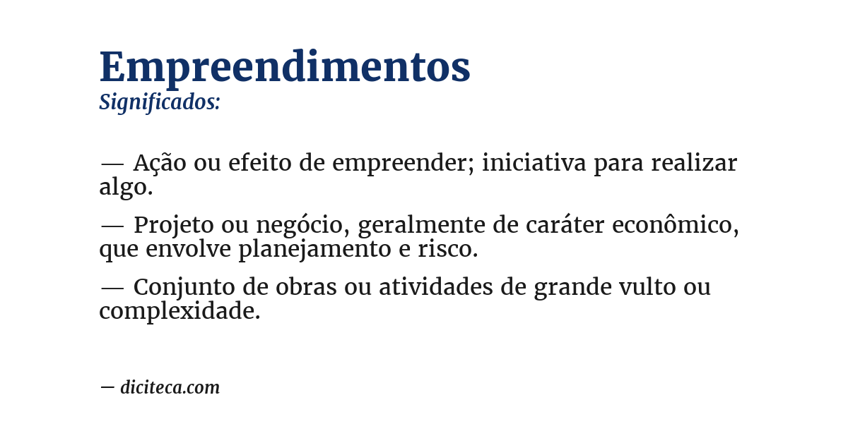 Significado de empreendimentos