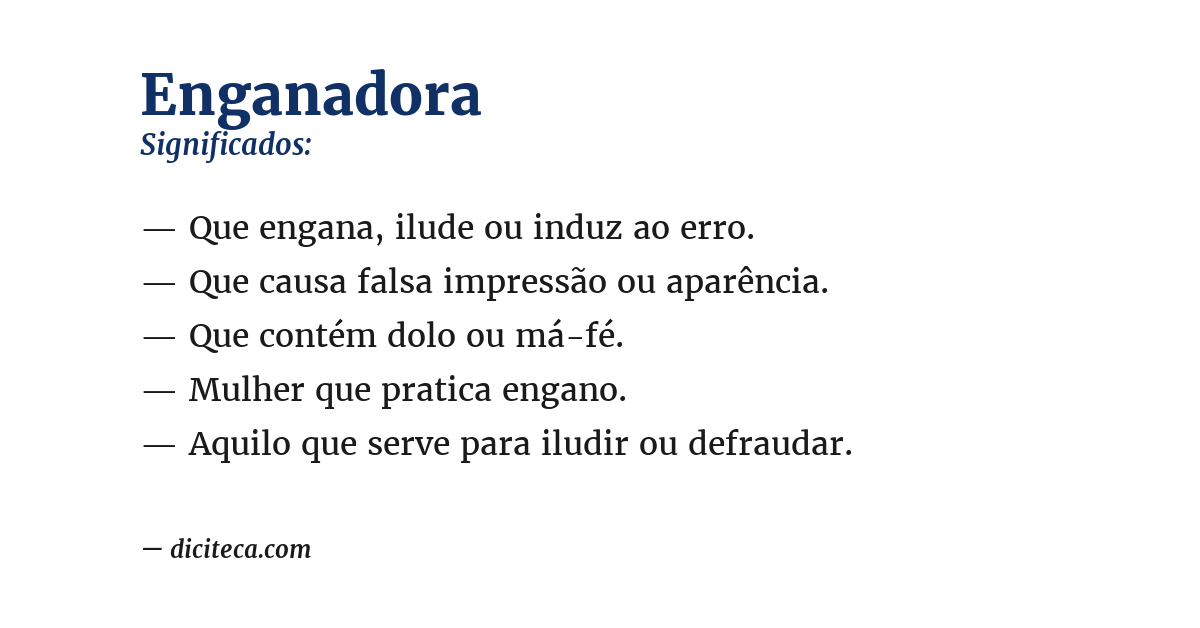 Significado de enganadora