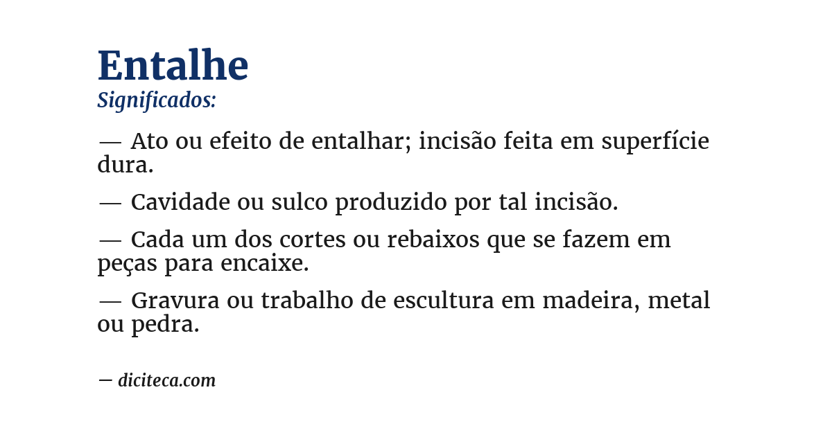 Significado de entalhe