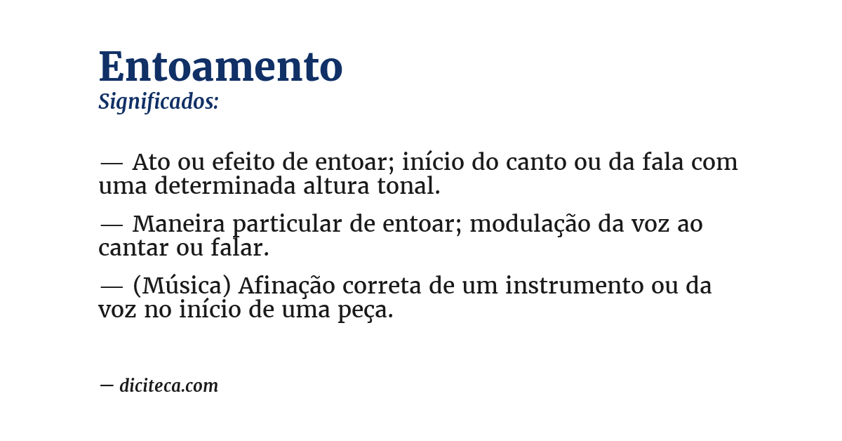 Significado de entoamento