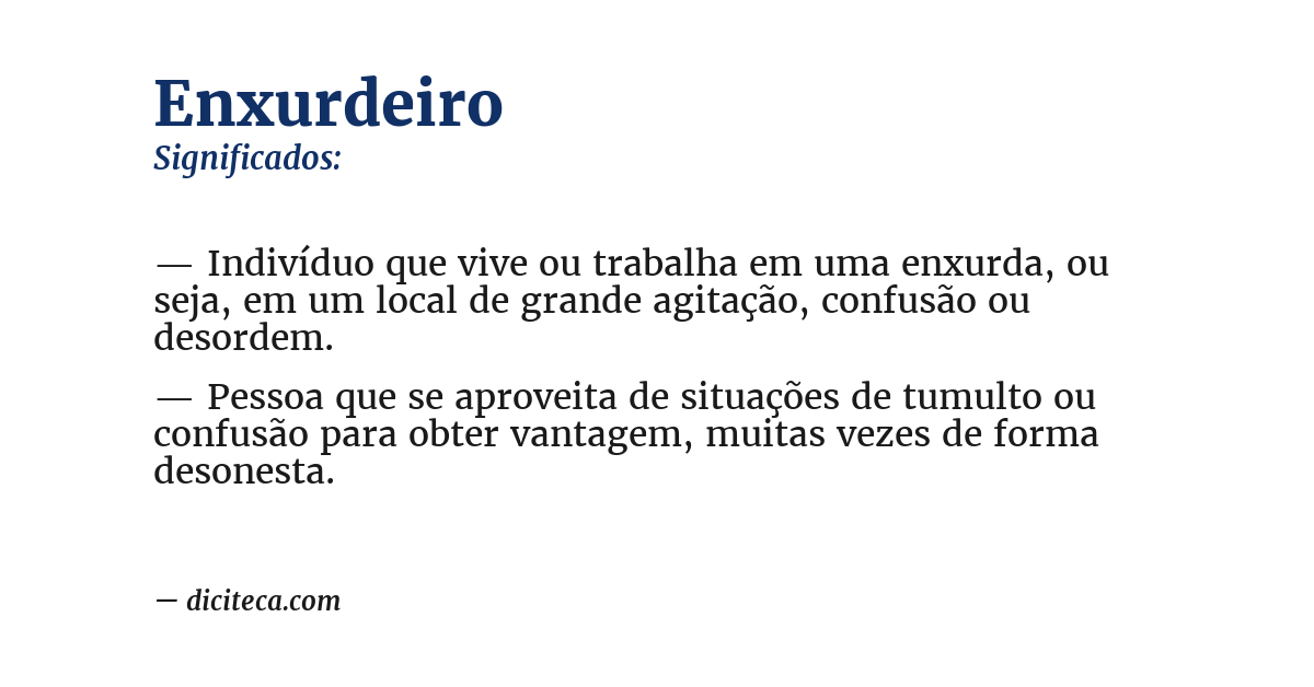 Significado de enxurdeiro