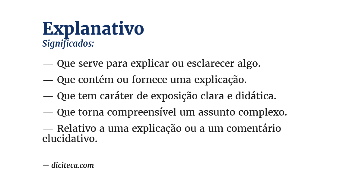 Significado de explanativo