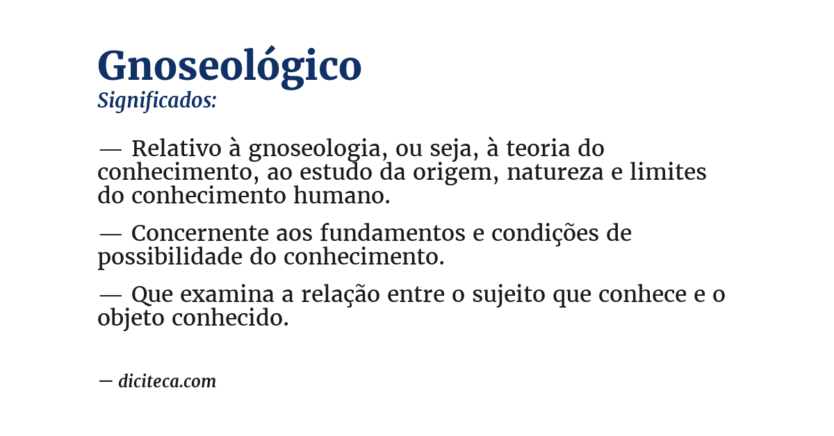 Significado de gnoseológico