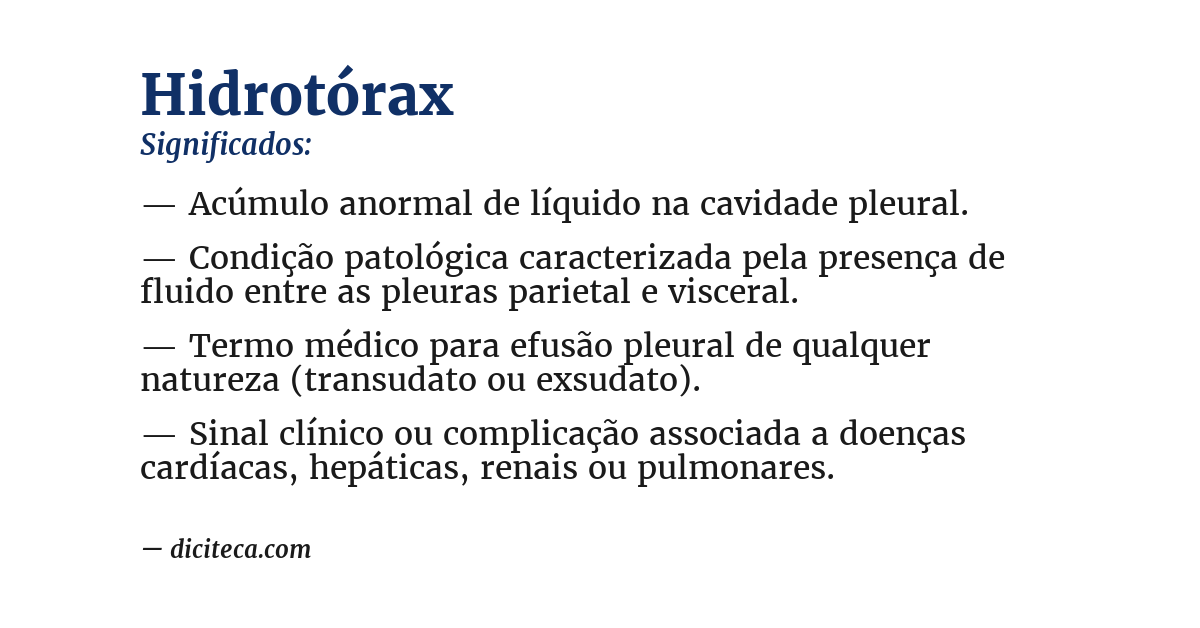 Significado de hidrotórax