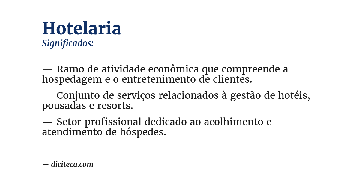 Significado de hotelaria