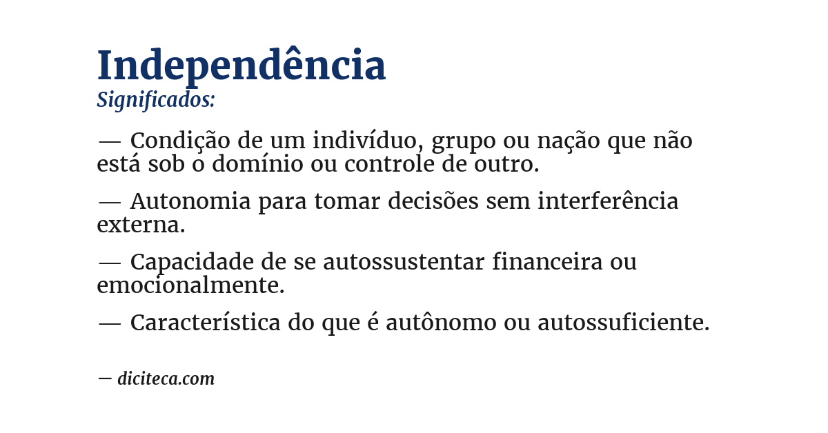 Significado de independência